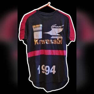 Mens L Bleecker & Mercer Vintage Kawasabi 1994 Black Red White Gold T-Shirt